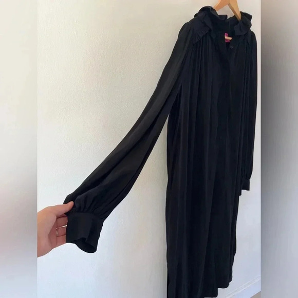 Heidi Merrick Collection Wightman Kaftan Black Long Sleeve Midi Dress Size Large - Picture 3 of 12